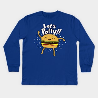 Funny Cute Junk Food Burger Patty Party Gift For Foodies Kids Long Sleeve T-Shirt